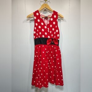 Disney Parks Minnie Mouse Red Polka Dot Dress Medium‎ Retro Bow Fit & Flare